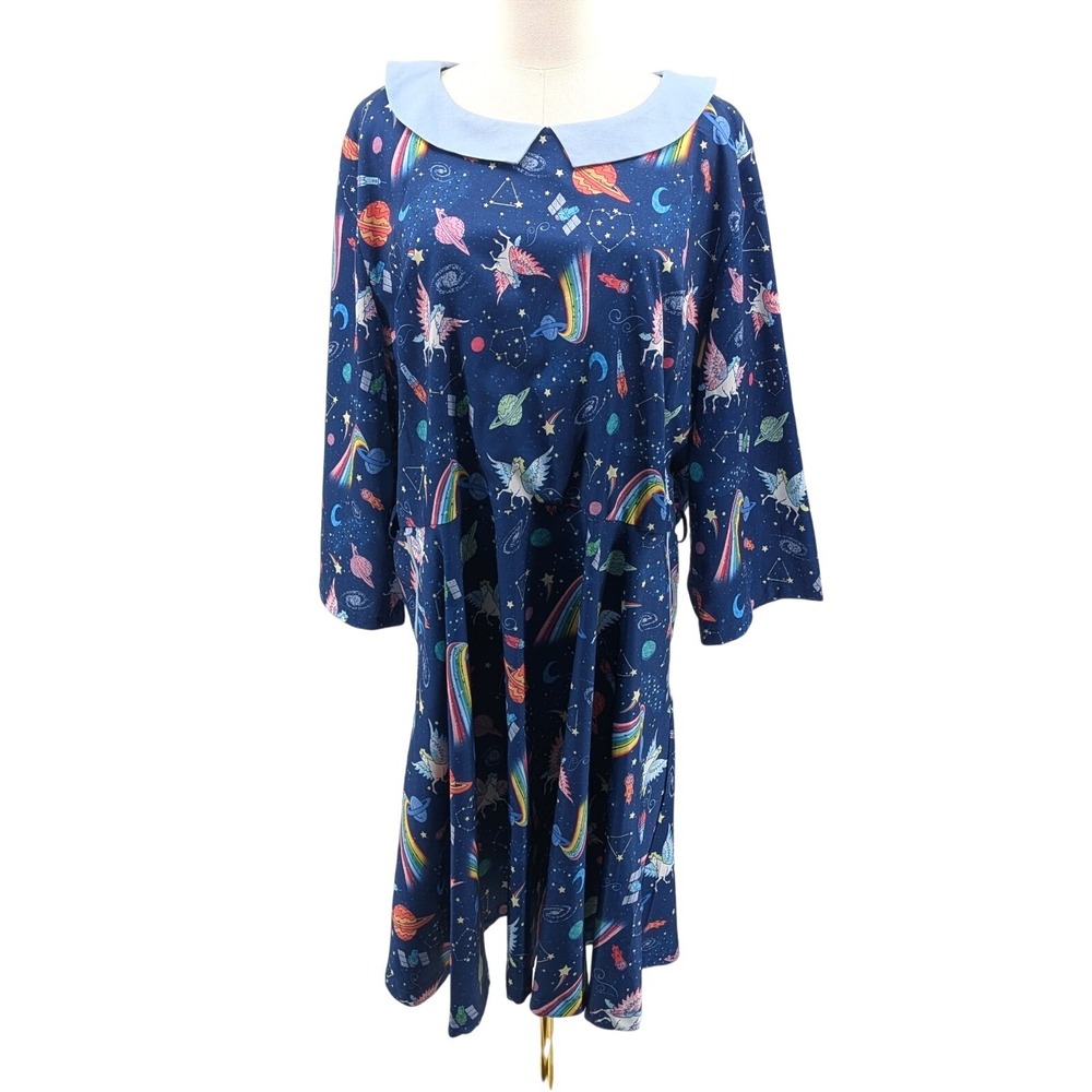 Lindy Bop Cayla Space Unicorn Dress US 20 Retro Novelty Rainbow Plus Size